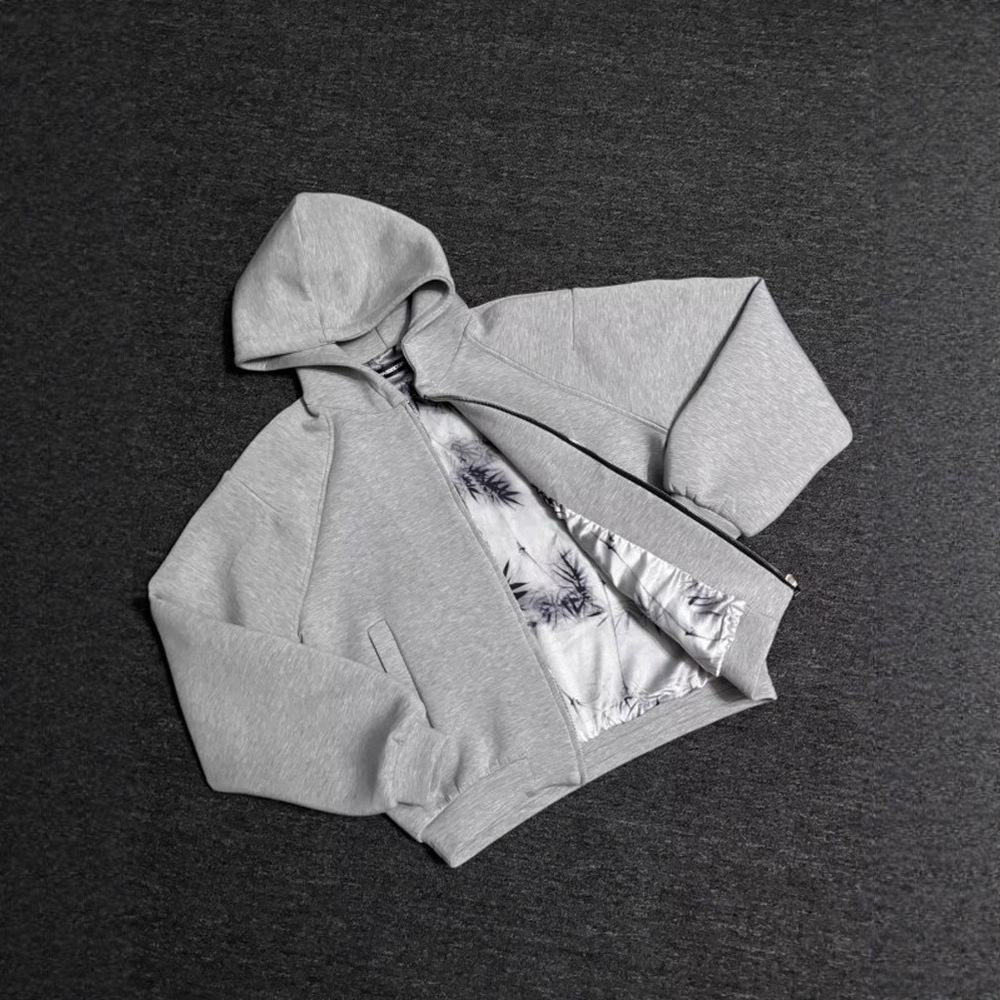 Light Gray Ink Painting Cardigan Designer Shirt Sweatshirt Men's Designer Hoodie Spring And Autumn Cleanfit Heavyweight Hoodie American Retro Jacket