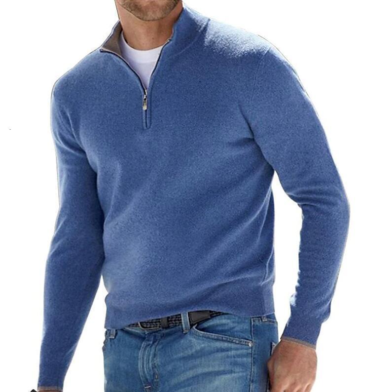 Mens Quarter Zip Up Sweaters Slim Fit Lightweight Mock Neck Pullover Casual Sweaters Half Turtleneck Knitted Outdoor Streetwear 250526
