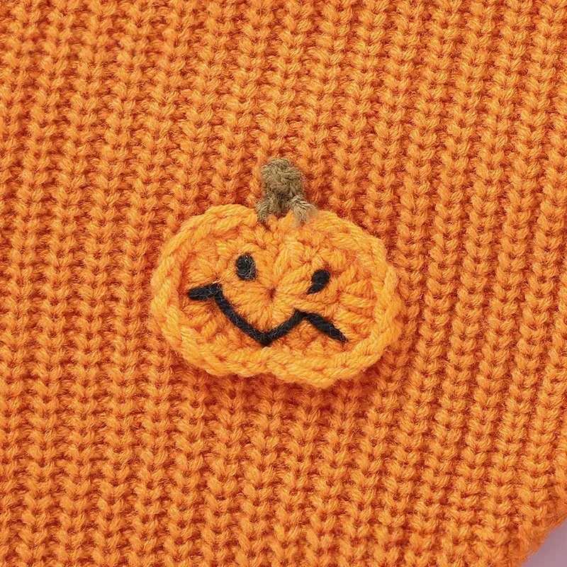 2025 Halloween Baby Knitted Romper 3D Pumpkin Applique Newborn Onesie 018M Autumn Winter Toddler Jumpsuit Festival Outfit C251009