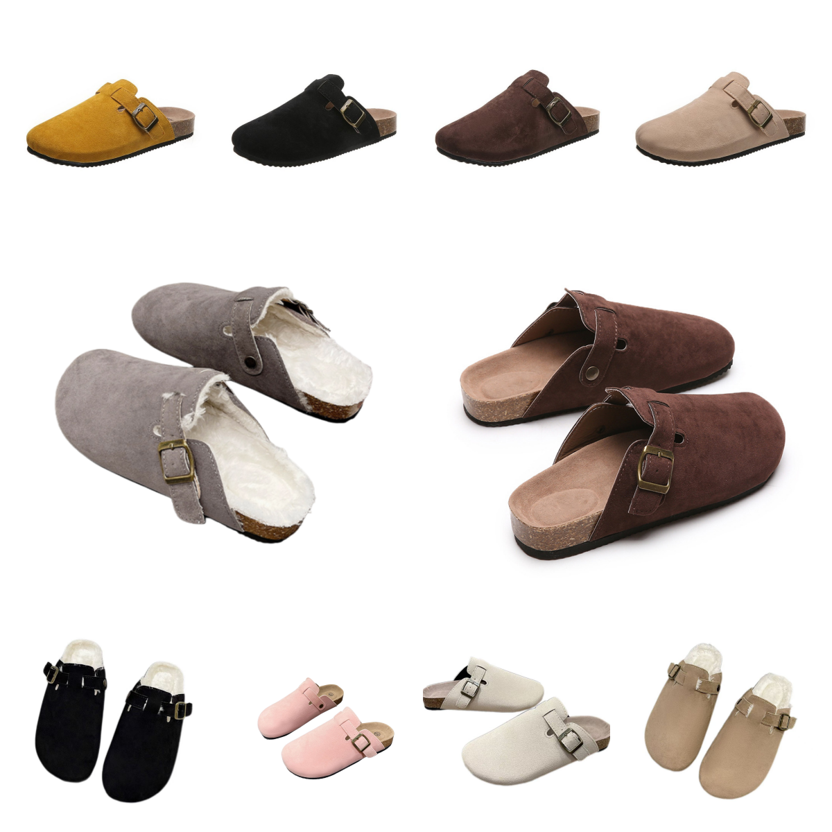 Designer Clogs Sandals Suede Clog Slippers Cork Flat mules High Quality flip flops Leather Slide Soft Footbed Beach Casual Shoes Women Men Size 35-46