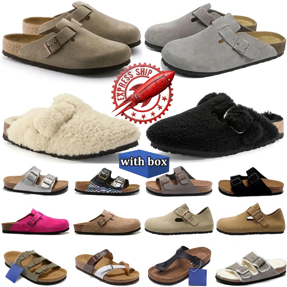 With Box Designer Clogs Sandals Clog Slippers Cork Flat High Quality Fashion Summer Genuine Leather Slide Favourite Beach Casual Shoes Women Men 35-45