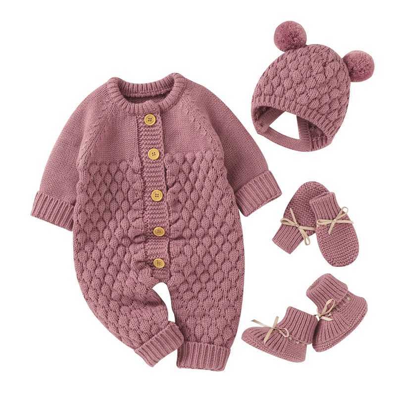 Baby Rompers Clothes Autumn Winter Knitted Newborn Boys Girls Solid Plain Jumpsuits Fashion Solid Plain Toddler Kids Unisex Wear C251009