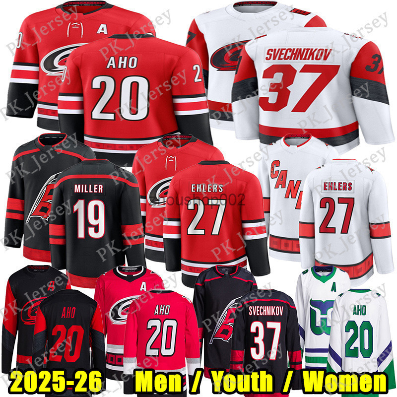 20 Sebastian Aho carolina hockey jersey 27 Nikolaj Ehlers Seth Jarvis Andrei Svechnikov hurricane jersey KAndre Miller Staal Logan Stankoven Jaccob Sl