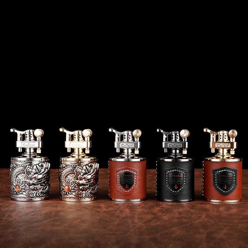 Candlestick Kerosene Lighter Windproof Retro Creative Grinding Wheel Lighter Mens Gift Table Decoration Cigar Accessories W251009