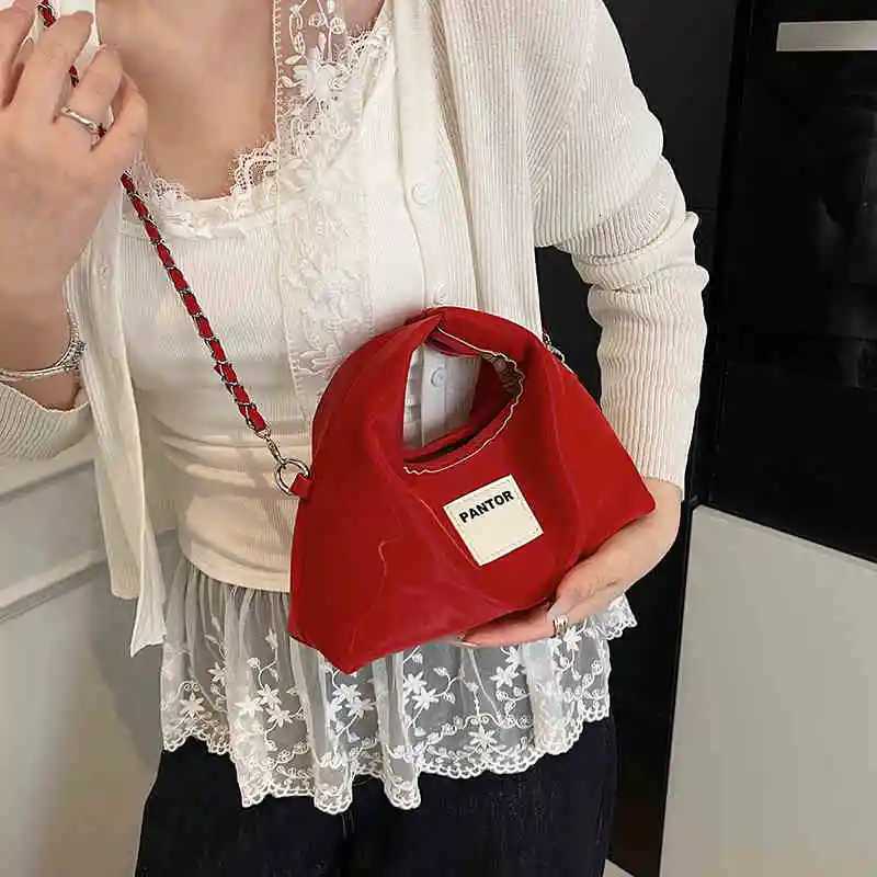 Solid Color Wen Handbags Handbag Casual Fiable Chain Cross Body Bag Korean Versatile Simple Girls Appliques Purse1 D251009