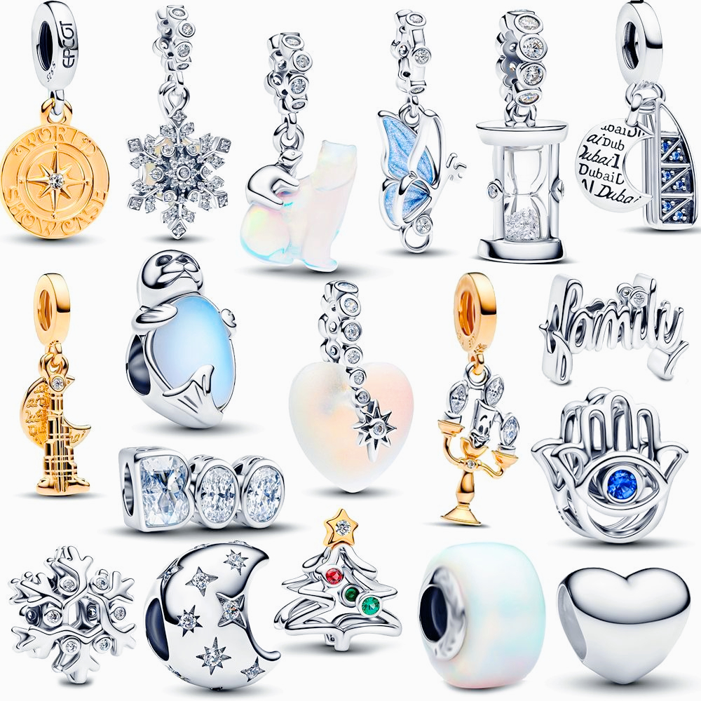 S925 Silver Bracelet Bracelet Snake Bone Chain New Product Diamond Hourglass Butterfly Poster Snowflake Jewelry Pendant Beads