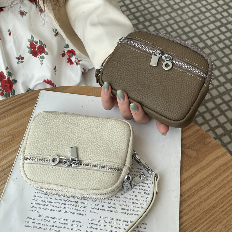 2025 New Designer Bag Genuine Leather Mini Wallet for Luxury bag Women Cowhide Coin Purse Double Zipper Storage Bag Multifunctional Handbag