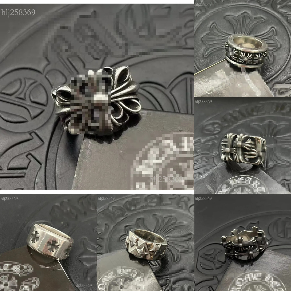Chrome Rings Designer S925 Ring Sterling Silver Plated Hip Hop Men And Women Vintage Cross Open Thai Silver Chromes Ring Jewelry Gift C10 241
