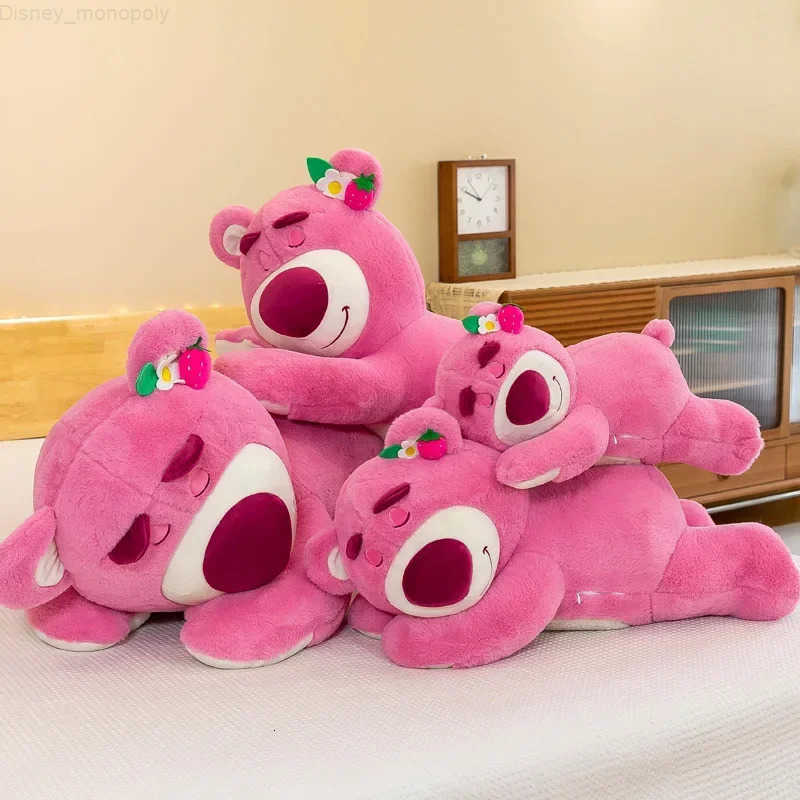 Disney Hot Anime Toy Story LotsoHuggin Bear Plush Toy Kawaii Lying Sleeping Lotso Bear Plush Soft Stuffed Pillow Birthday Gift H251009