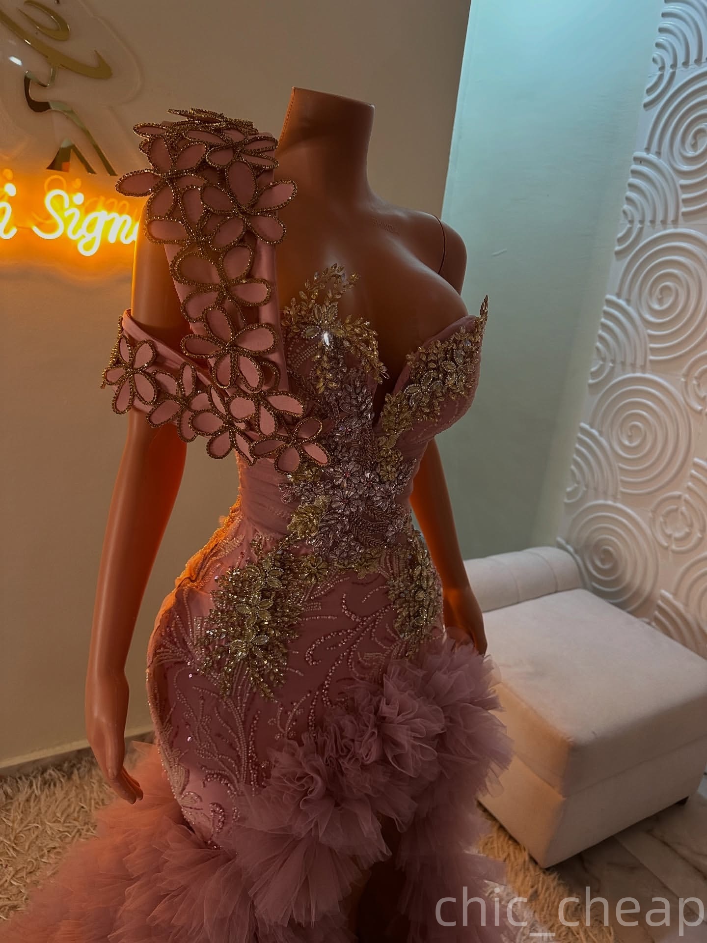 Blush Pink Mermaid Prom Dresses 2025 Crystals Flowers Tulle Tiers Evening Formal Party Second Birthday Engagement Gowns Plus Size Dress For Special Oc