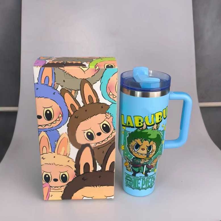 40OZ Labubu series stainless steel insulated and cold-resistant car cup handle, vehicle ice breaker cup, large capacity water cup X2506051