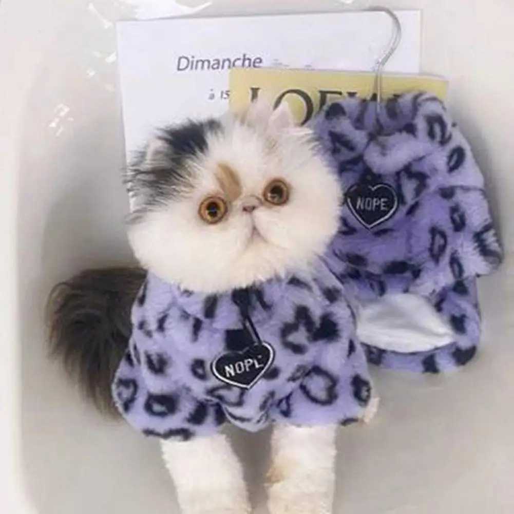 Winter Cat Coat Leopard Print 2legged Dog Cat Jackets Thickened Soft Lining Tiny Cat Outfits Cute Teacup Dog Clothes For Gift C251009