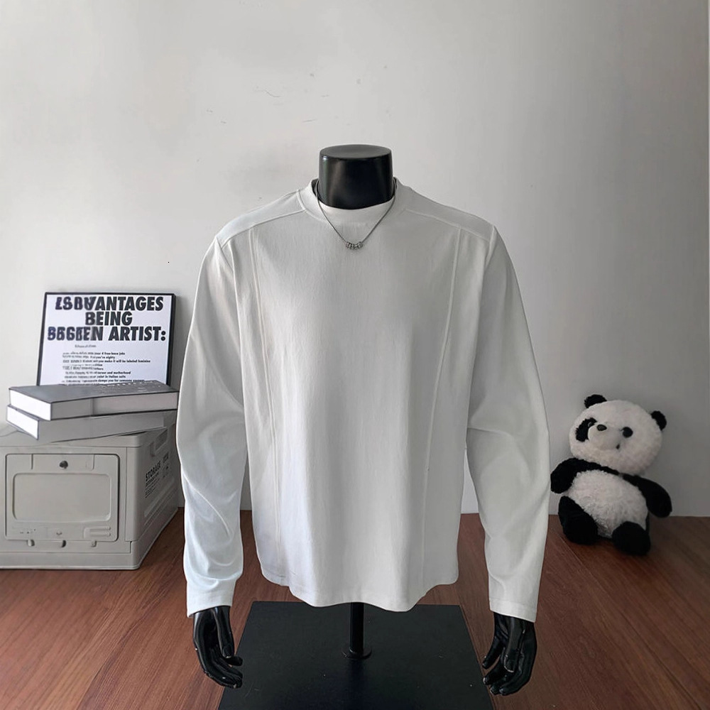 2025 Designer Hoodie New White Crew Neck Long Sleeve T-shirt For Men Early Designer Shirt Autumn Loose Casual Inner Layer Base Small Neck Sweatshirt