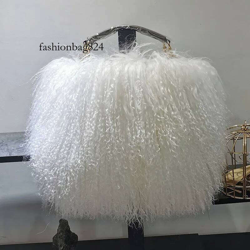 Real Fur girl Chain Shoulder for Women Designer Purses and Handbags Women's Party Clutch Crossbody Bag High Quality