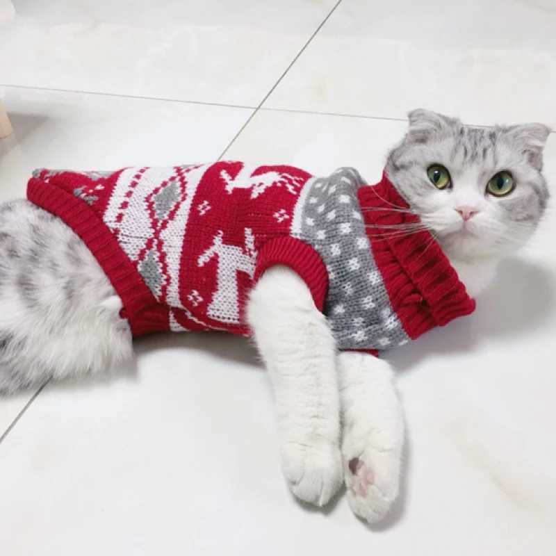 Christmas Cat Sweater Winter Warm Pet Costume for Cats Kedi katten Sphynx Clothing Mascotas Clothes for Dog Animals ropa de gato C251009