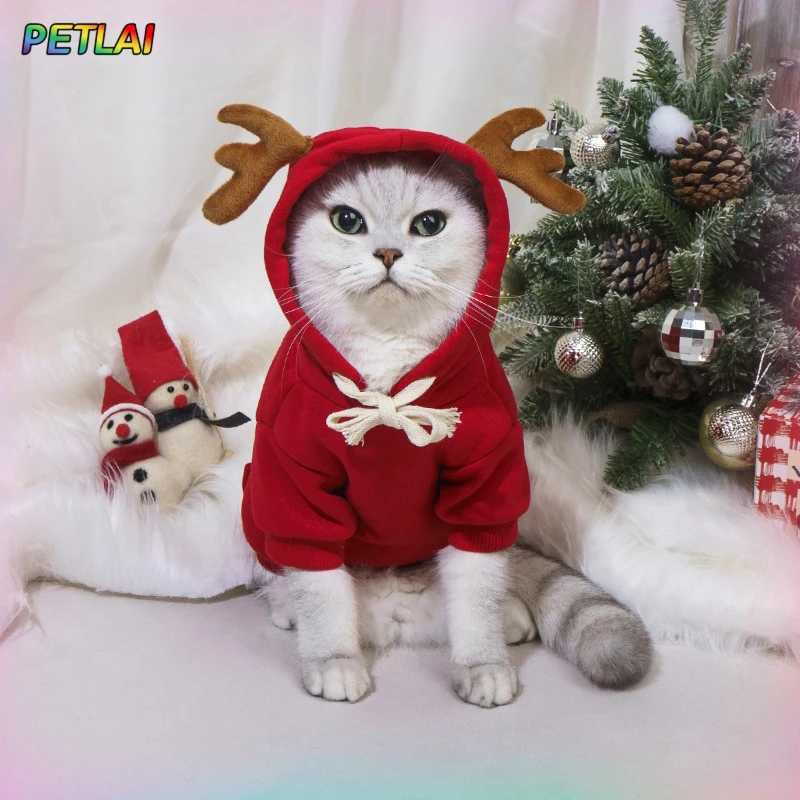 Christmas pet clothes elk cosplay costume creative elk antler thickened sweater new style creative design hoodie for dog cat C251009
