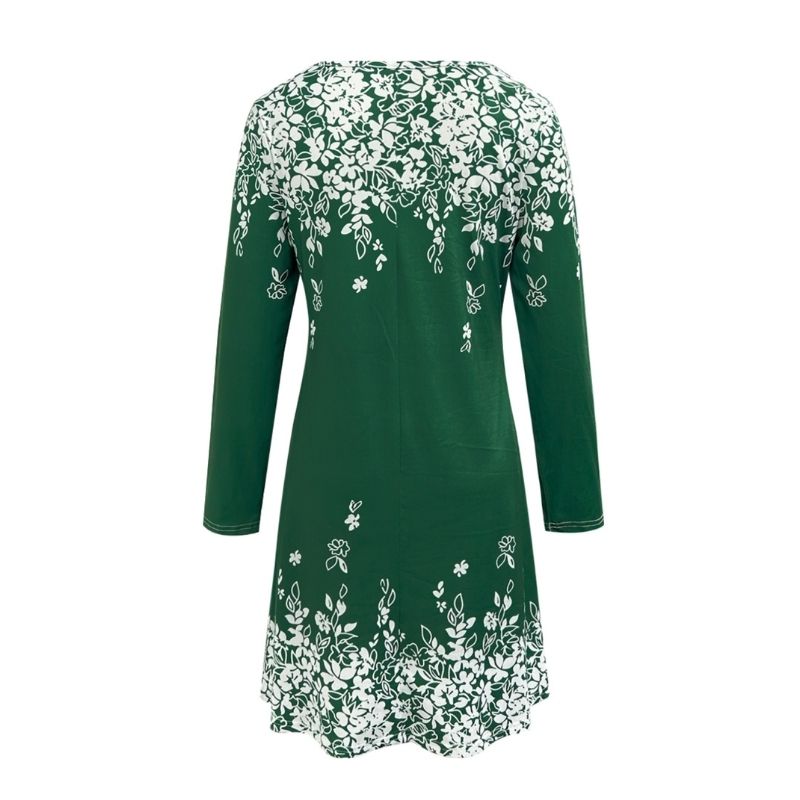 Women's Autumn Fashion Vacation & Commute Floral Print Midi Dress - Elegant Versatile Party Dress-CF52909