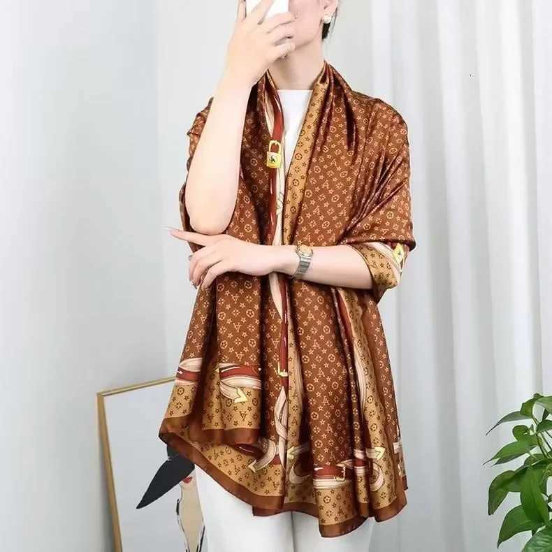 New He Lijin Satin 90180 Printed Beach Long Scarf Korean Style Silk Shoder Shl Fashionable Wens AccoryW251009
