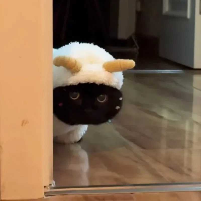 Halloween Plush Sheep Cat Clothes Winter Thick Warm Hoodie Sphinx Cat Cute Roleplaying Costume Christmas Pet Dog Accessories C251009