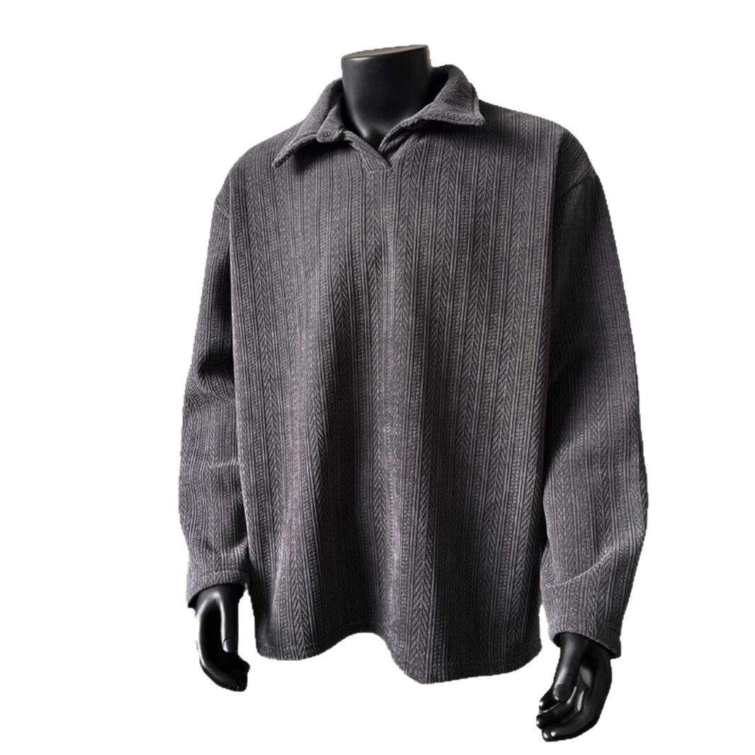 Old Money Style Wheat Ear Pattern Polo Designer Shirt Collar Sweatshirt Men's Spring American Designer Hoodie Retro Vintage High-end Cool Jacket