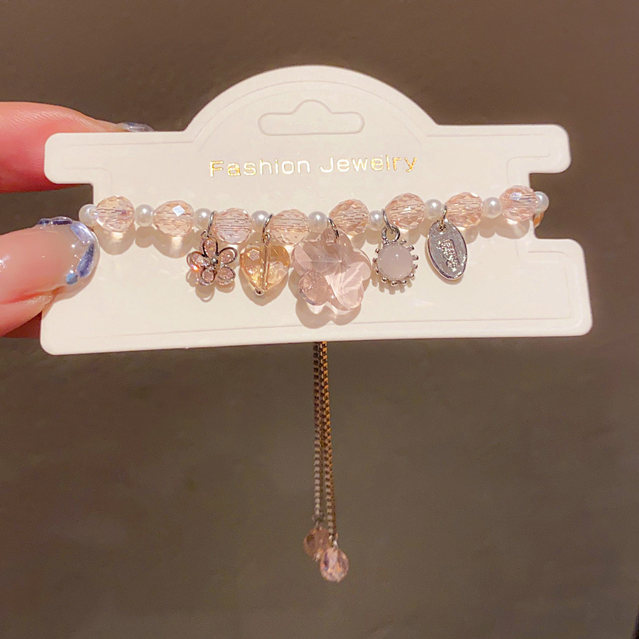 Designer Jewellery High Quality Pastel Toned Charm Bracelet with Floral Heart Detail Delicate Daily Gift for All Occasions Textured Whimsical Accessor