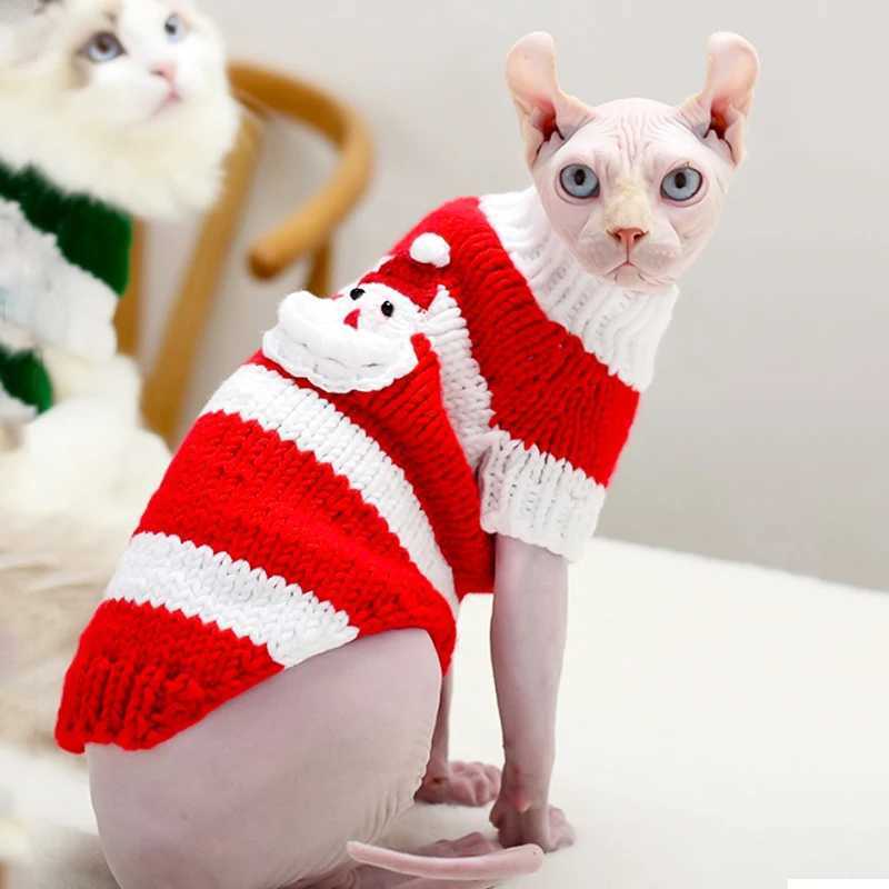 Cat Clothes Winter Warm Soft Dog Cat Handmade Sweater Sphynx Cat Cute Hoodie Clothing Sphinx Kitten Christmas Clothes For Cat C251009