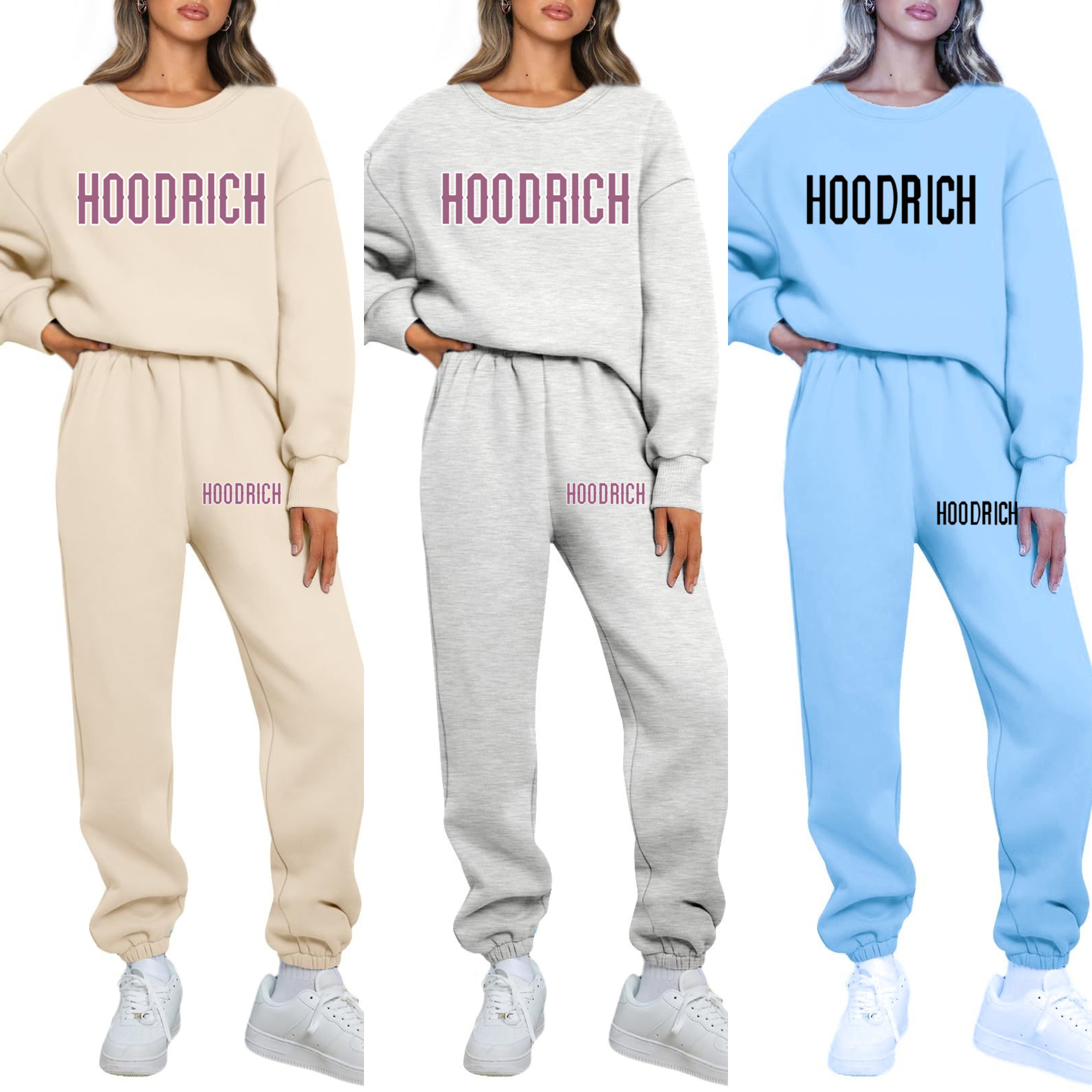 Women's Tracksuits Hoodrich design fashionable and trendy casual loose round neck sports shirt set printed