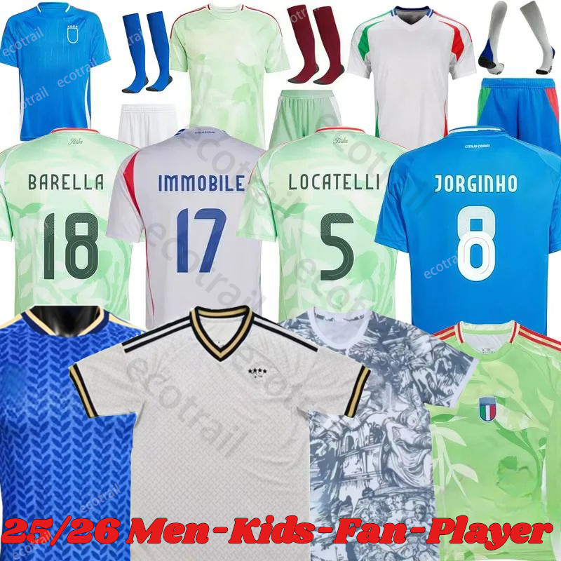 25 26 ItalyS national football team Soccer Jerseys RETEGUI BARELLA FRATTESI PELLEGRINI 2025 2026 Italia Women's Shirts GIRELLI Player Version Men Kids