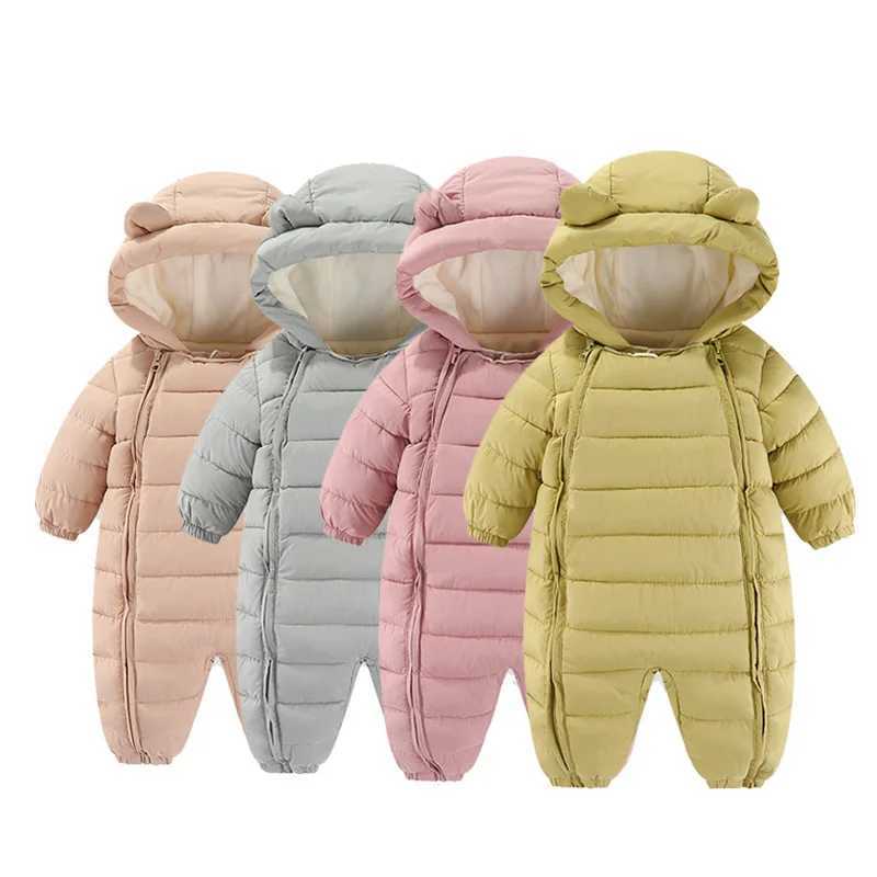 OLEKID 2025 Autumn Winter Baby Rompers Hooded Plus Velvet Warm Baby Girl Jumpsuit Toddler Boys Overalls Infant Newborn Sleepwear C251009