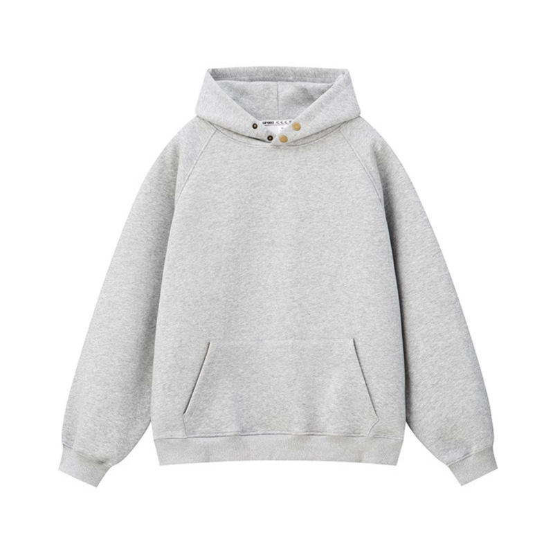 American Style Button Hooded Solid Color Sweatshirt Heavy Long Sleeve Men's High Street Thick Designer Shirt Loose Designer Hoodie Solid Color Spring Autumn Jacket