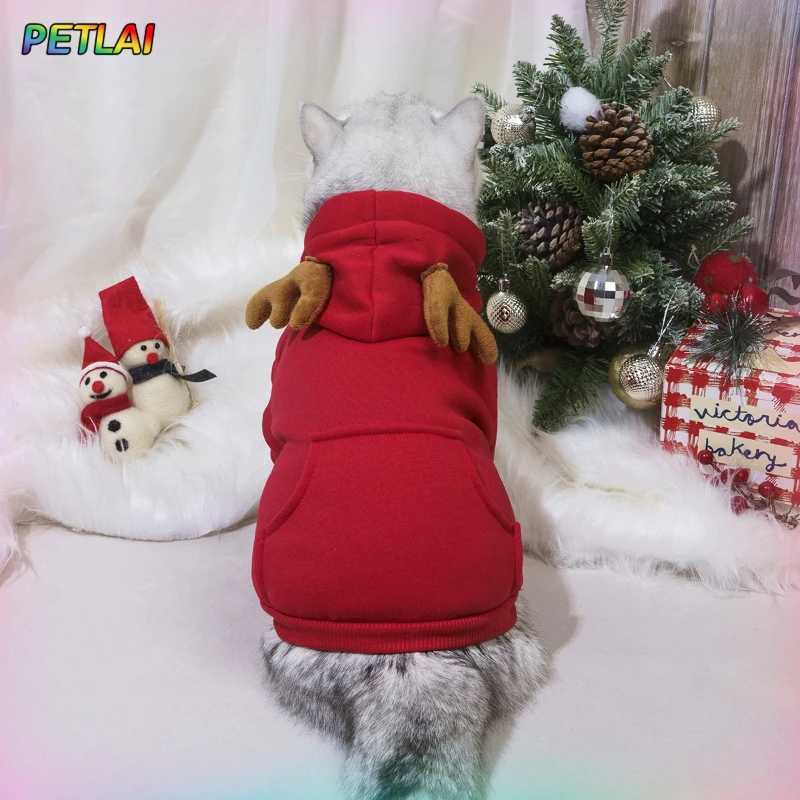 Christmas pet clothes elk cosplay costume creative elk antler thickened sweater new style creative design hoodie for dog cat C251009