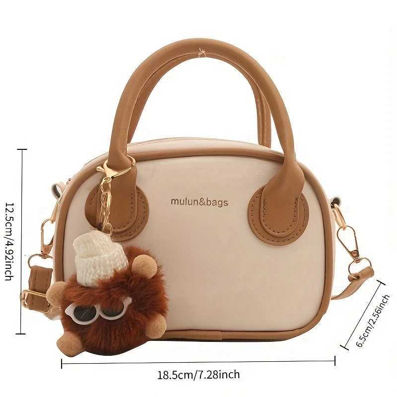 Lady Cvertible Crossbody Bag Fur Accents Detachable Shoder Strap Zip Closure Suitable for Both Casual Single Shoder Bag D251009