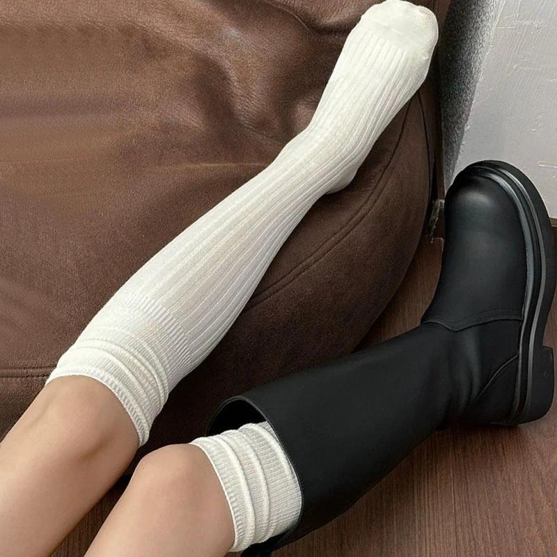 Women Socks Long Cashmere Boot Solid Wool Thigh Stocking Skinny Casual Cotton Over Knee-High Fluffy Female Knee