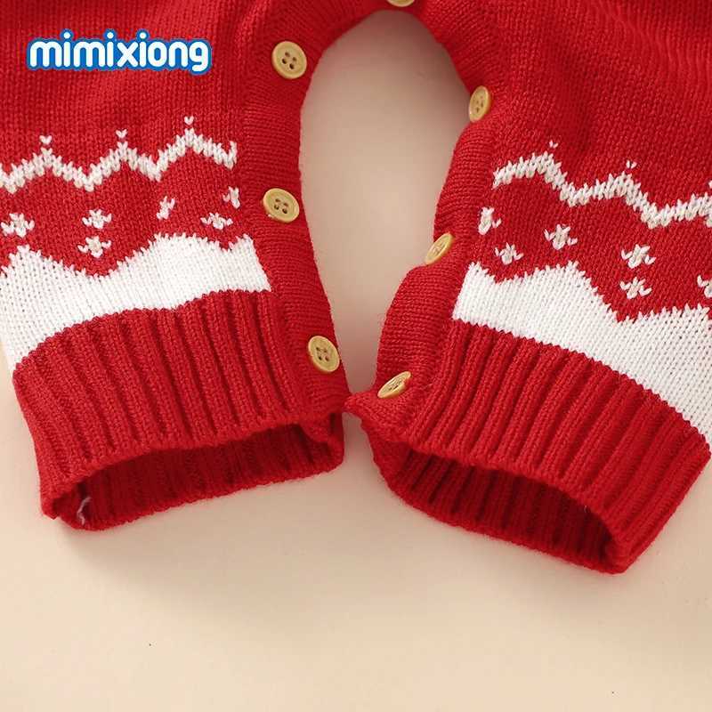 Baby Christmas Rompers Winter Long Sleeve Knit Newborn Boys Girls Outwear Jumpsuits Red Reindeer Toddler Playsuits Clothes 018m C251009