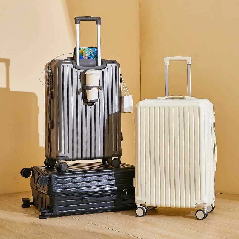 2025 New Multifunction Suitcase USB Charging Cabin suitcase Cup Holder Mute Universal Wheel 2028 inch Luggage travel suitcaseT251009