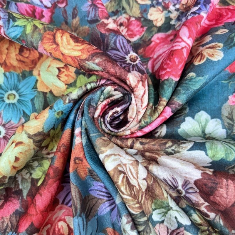 Women's Autumn Winter Fashion Floral Print Long Sleeve Dress - Elegant Versatile Waist - cinching V - Neck Midi Dress-CF51172