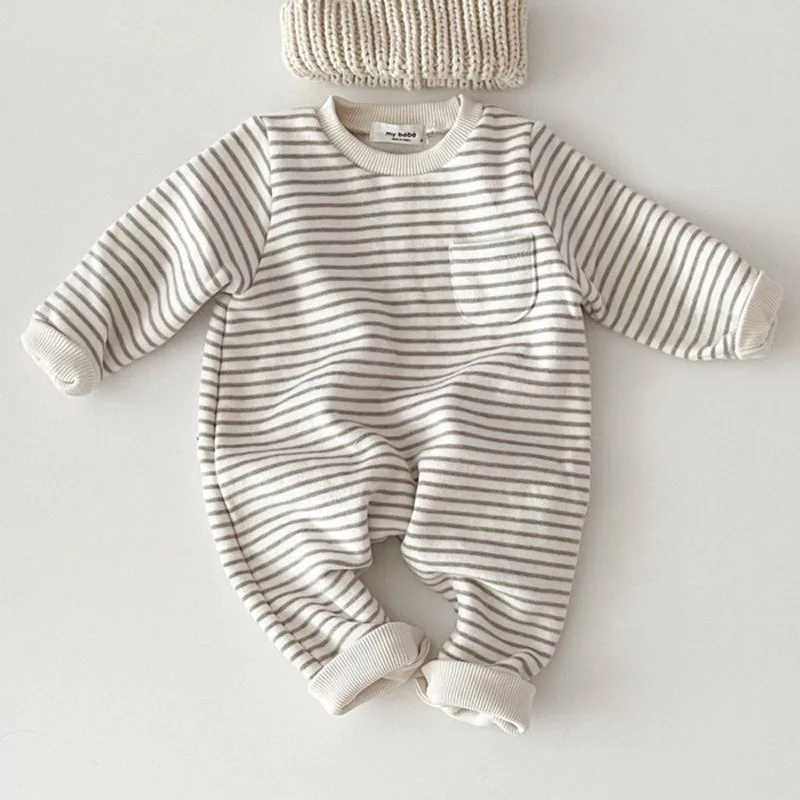 2025 Spring New Baby Striped Romper Boys Girls Simple Striped Casual Jumpsuit Newborn Cotton Infant Toddler Clothes 024M C251009