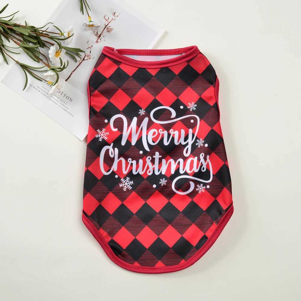 Christmas Print Cat Clothes Breathable Soft Cozy Kitten Tshirt For Small Medium Dogs Cats Cute Santa Claus Pet Vest Costume C251009