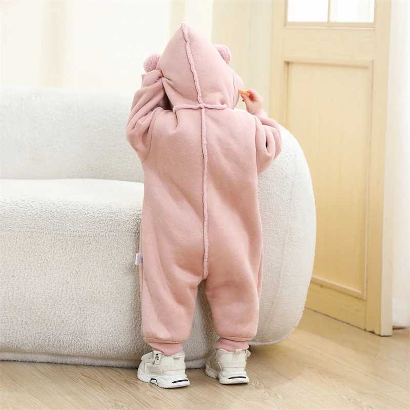Newborn Baby Onesie 2025 New Autumn Winter Baby Romper Faux Fur Warm Girl Bodysuit Boy Jumpsuit Hooded Baby Bodysuit 024 Month C251009