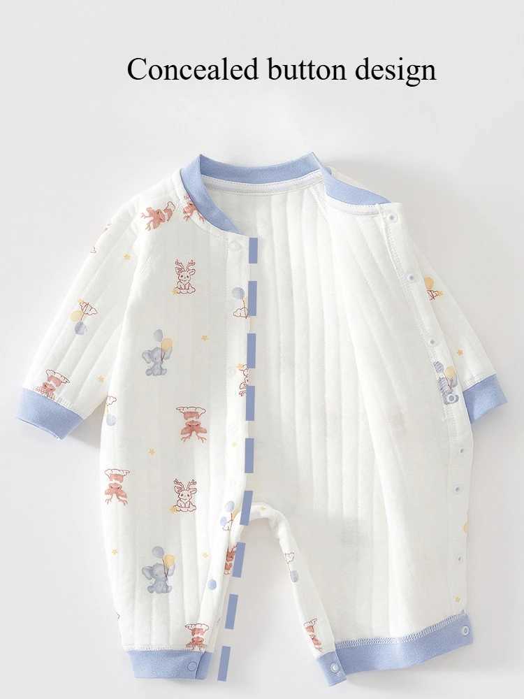 Baby Jumpsuit Clothes Winter Thickening 100 Cotton Boys Girls Cute Printed Bear Romper Infant Onesie Spring Trend 136912M C251009