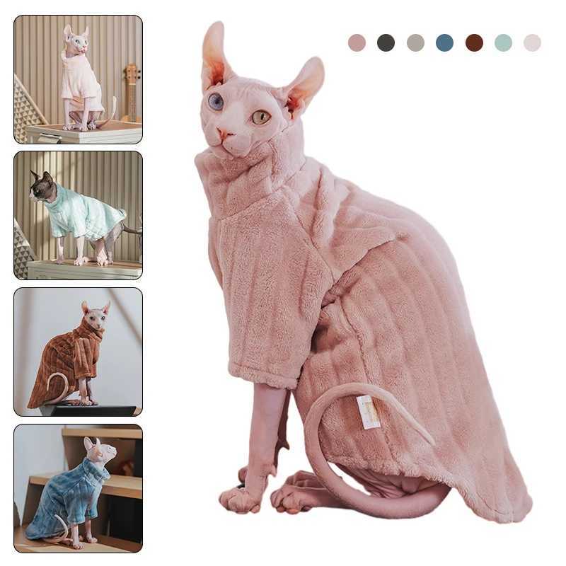 New Fashion Sphynx Cat Clothing Pet Costume Hairless Cats Plush Pullover Sweater Jacket Winter Thickening Warm Coat Outwear C251009