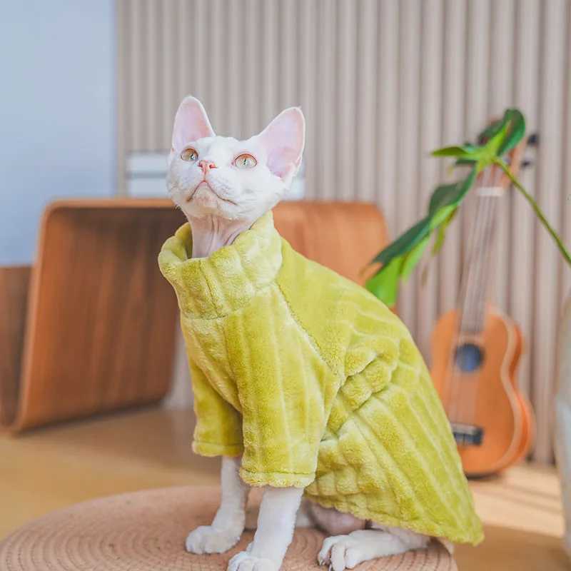 New Fashion Sphynx Cat Clothing Pet Costume Hairless Cats Plush Pullover Sweater Jacket Winter Thickening Warm Coat Outwear C251009