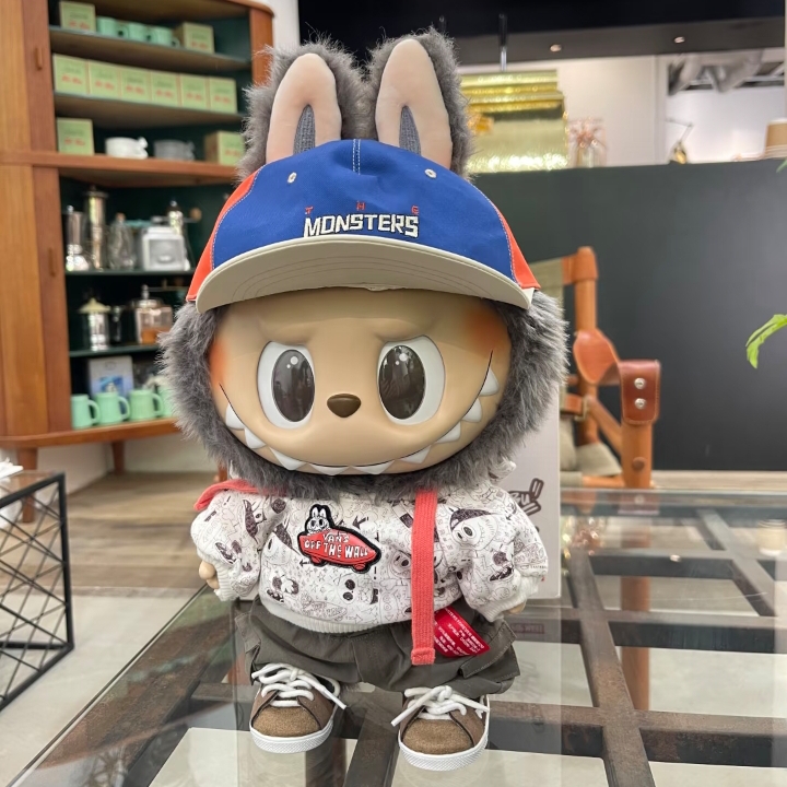 38Cm Labubu Vans Collaborative Limited Edition Monster Vinyl Plush Toy Cute Big Doll For Collection Gifts