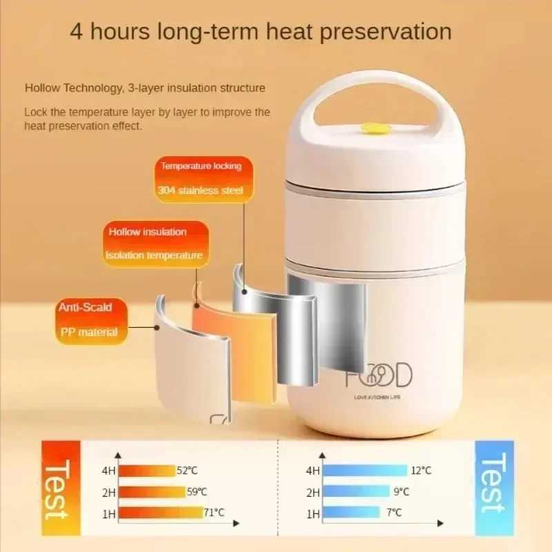 Thermal Lunch Box Stainless Steel LeakProof Food Portable Thermal Jar Insulated Soup Cup Highcapacity Bento Thermos Containers C251008