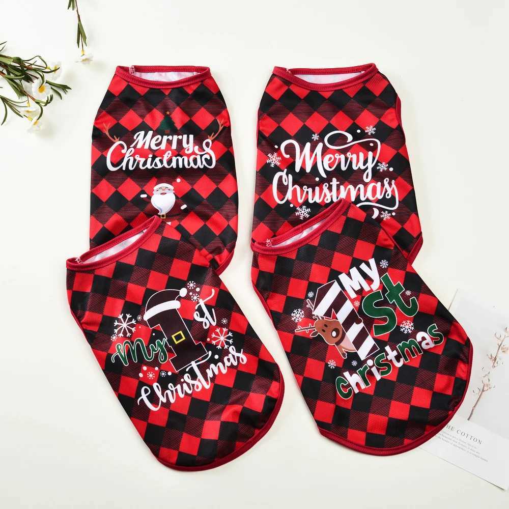 Christmas Print Cat Clothes Breathable Soft Cozy Kitten Tshirt For Small Medium Dogs Cats Cute Santa Claus Pet Vest Costume C251009