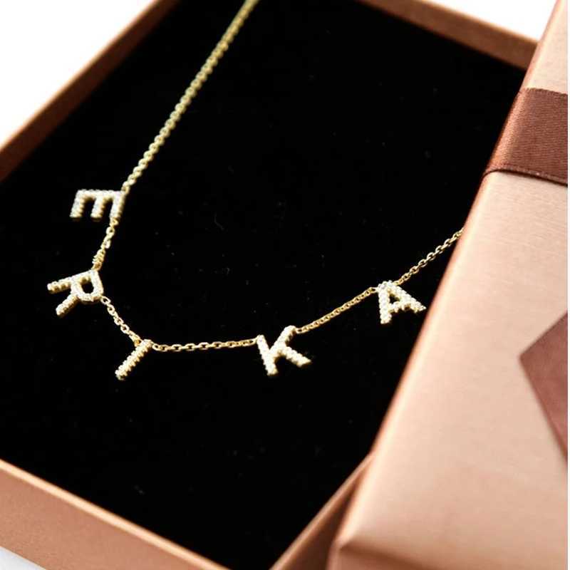DOREMI 9mm Crystal Pendant Custom Name Pendant Necklace Personalise Zircon Letter Necklace For Women Jewelry Gift DropshippingXJ250912