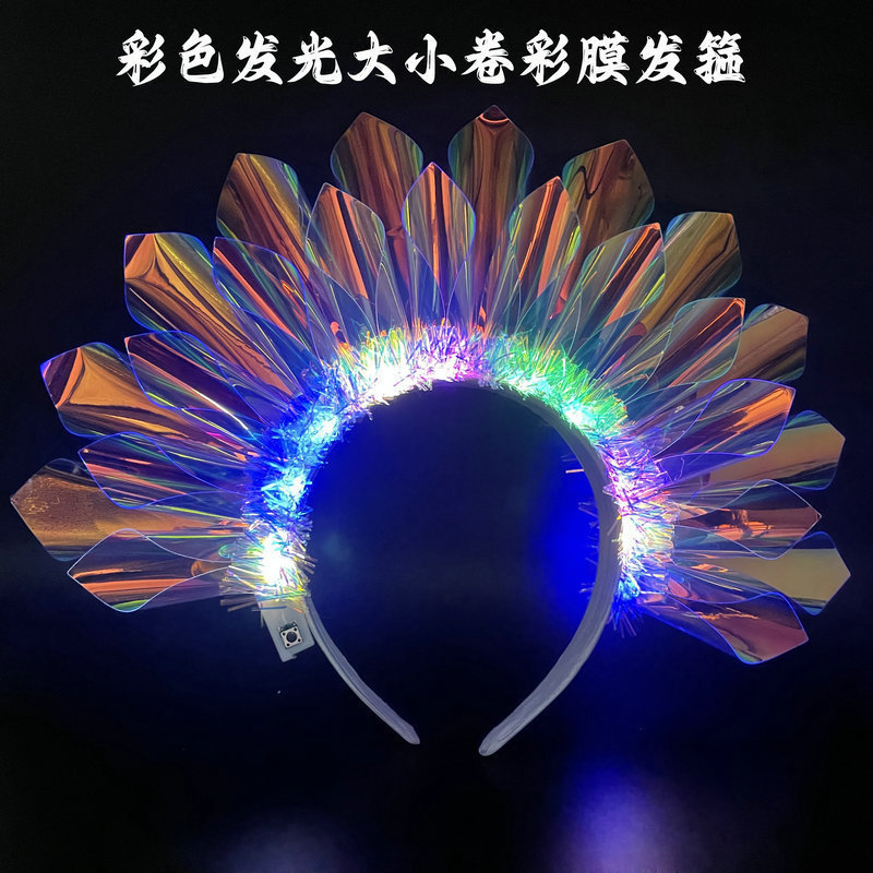 Happy 50th Birthday Headband Handmade LED Luminous Laser Birthday Crown 50th Female Party Decoration Prop241114