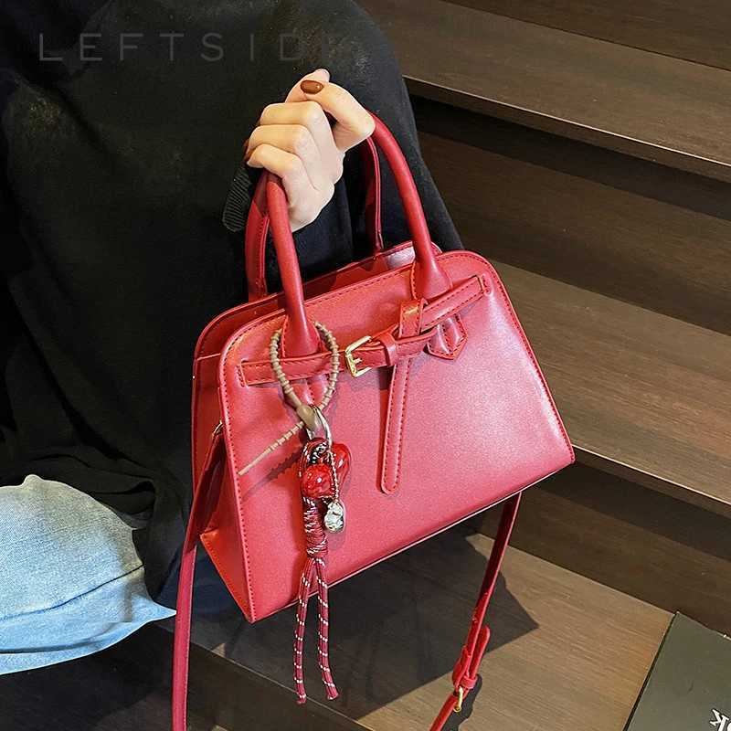 LEFTSIDE Short Handle PU Leather Crossbody Bags for Wen 2025 Luxury Trend Y2K Ladies Shoder Bag Fems Red Tote Handbags D251009
