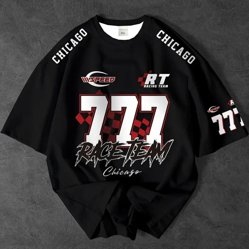 Unisex Streetwear Graphic Oversized T-Shirt - Chicago-Inspired Casual Sports Tee-21