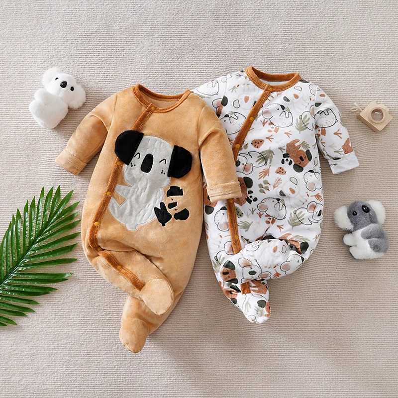 Baby Clothes Cute Cartoon Koala Comfortable Soft Boy And Girl Spring And Autumn Long Sleeved Baby Bag Foot Jumpsuit 2Piece Set C251009